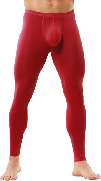 QiaTi Mens Tight Long Underwear Sexy Long Pants Soft Compression Leggings for Men