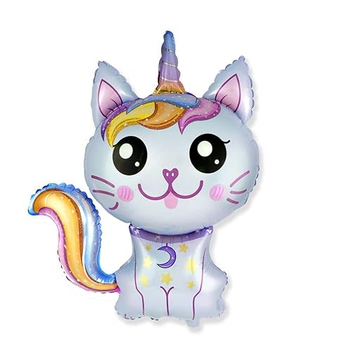 Caticorn Einhorn Katze blau ca. 70 cm Luftballons Folienballon Party DekorationGeburtstag