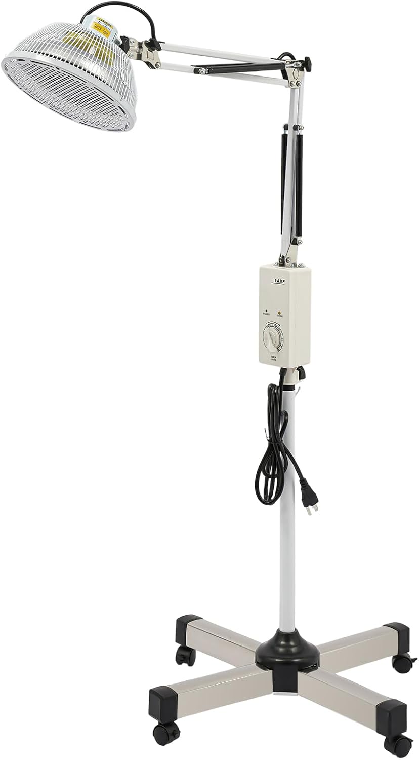 Acupuncture Infrared Heat Therapy Mineral Lamp with Adjustable Height Heating Light, 360° Rotating Lamp Head, and Timer for Muscle Pain Relief, Joint Therapy, and Recovery