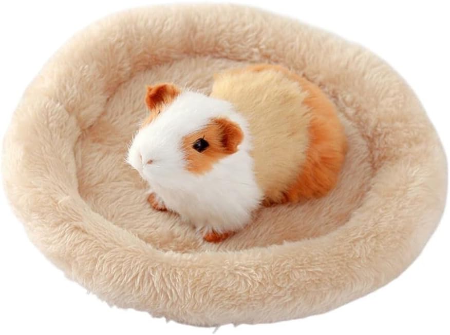 Soft Fleece Guinea Pig Bed Cozy Plush Pet Hamster Sleeping Bedding Pads Washable Small Animals House Mat Cage Accessories(S,Pink)