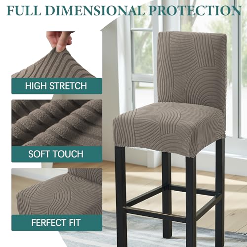Image of HAOYONG Bar Stool Covers, Stretch Counter Stool Pub Chair Slipcover Washable Counter Height Chair Covers for Kitchen Dining Room Cafe Set of 2 (Coffee)