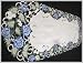 Large Placemat or Doily Embroidered with Bright Victorian Blue Roses, Size 27 x 13 inches
