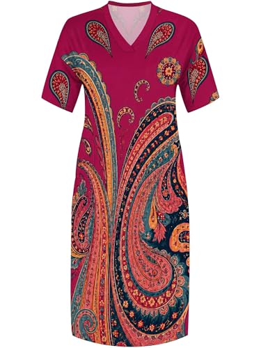 Image of PinkPatty Women's Oversize V Neck Short Sleeve Maxi Dress with Pockets