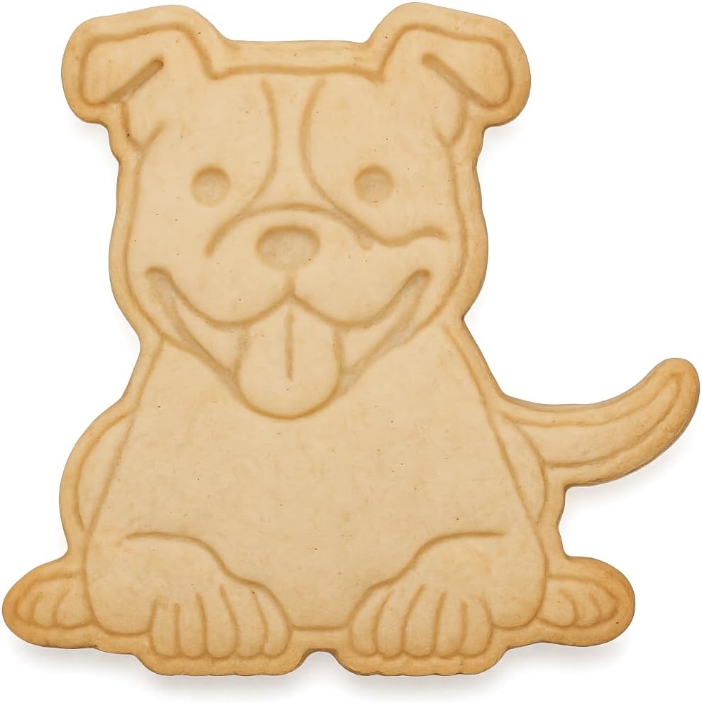 Mighty Gadget Smiling American Pitbull Cookie Cutter & Stamp - 4x3.8" Joyful Design for Dog Lovers Baking (Random Color)