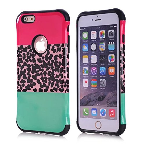 iPhone 6 Plus Case ,Hybrid Hard Armor Shell and Silicone Skin Painting Pattern with Stand for iPhone 6 Plus (5.5-Inch) (Leopard grain)