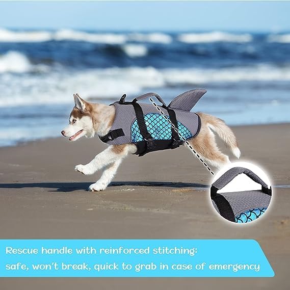 MUGATH Dog Life Vest Jacket for Swimming Training Adjustable Safety Lifesaver for Flotation Dog Life Jacket with Rescue Handle Summer Swimwear, Training, Boating for Dogs 1