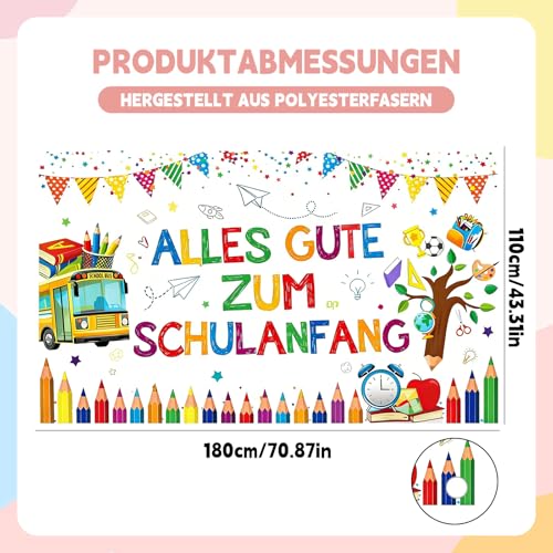 Banner Einschulung, Alles Gute zum Schulanfang Motiv, Deko Schulanfang Mädchen, Schulstart Party Zubehör, Deko Einschulung Junge 2026 für Erstklässler, Erste Klasse Feier