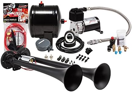 KLEINN AIR Horns HK2-1 Complete Dual Truck Air Horn Package - Black