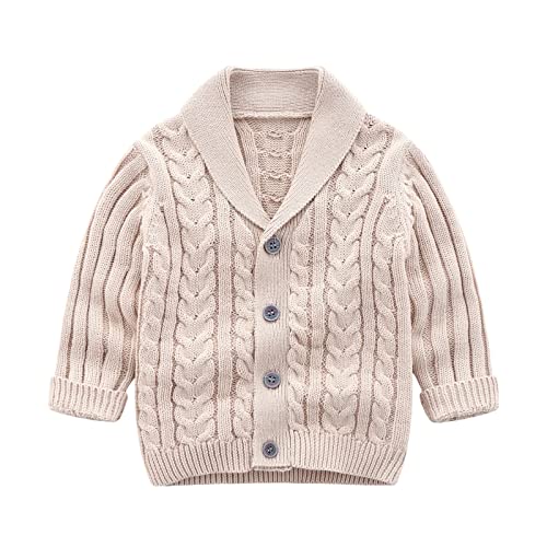 Baby Boys Cable Knitted Sweater Cardigan Shawl Collar Long Sleeve Button Down Sweaters Coat Winter Warm Outwear