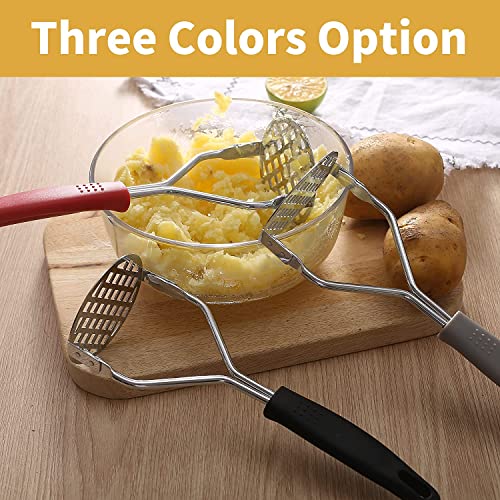 Image of YANCI Potato Masher, Stainless Steel Ricer Kitchen Gadget with Non-Slip Handle, Masher Utensil for Mashed Pav Bhaji, Vegetables, Fruits & Baby Food, Random Color, Pack of 2