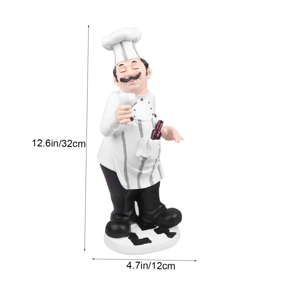Statua Chef in Resina Stile Europeo Mini Decorazione da Tavolo per Cucina Ristorante e Caffetteria Figura Chef con Bicchiere Ornamentazione Divertente e Stabile per Casa e Locale