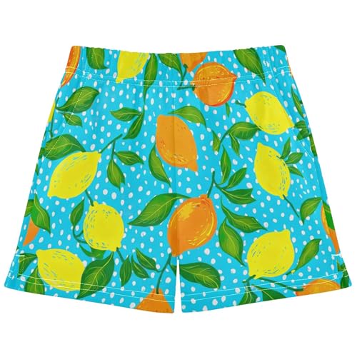 Girls Shorts Cute Lemon Print Athletic Shorts Casual Summer Activewear Kids Teens Pajama Sleepwear, X-Small
