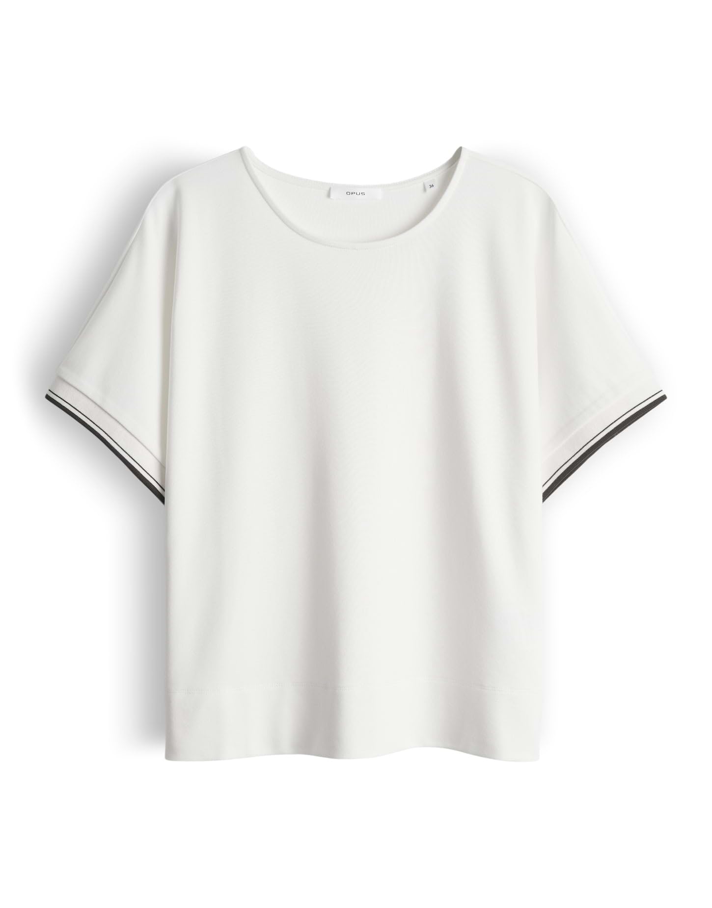 OPUS Kurzarmsweatshirt Giprep mit Kontrastbündchen – Weiß