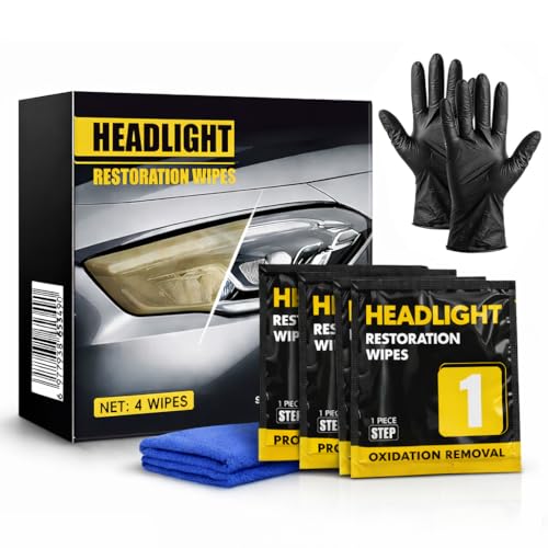 Dorwrnln Car Headlight Restoration Kit, 2-Step Headlight Cleaner with Oxidation Removal & Ceramic Coating Wipes, Removes Oxide & Yellowing Restore Clarity, Headlight Polish Restorer Kit