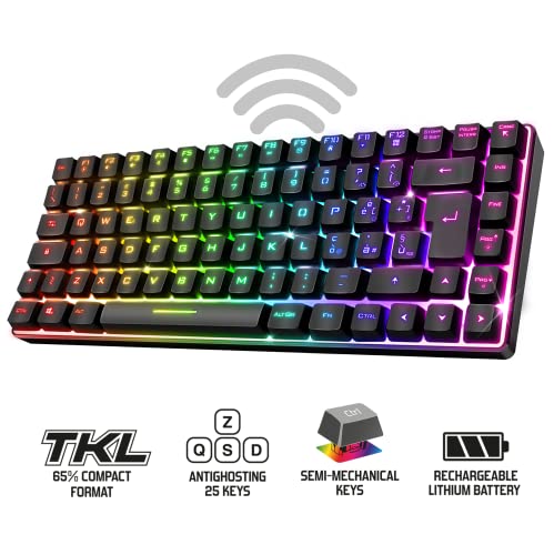 Spirit Of Gamer | Tastiera Gaming Wireless Bluetooth RGB | Layout Italiano QWERTY | Mini Keyboard Compatta TKL 65% | Tasti Semi-Meccanica Con 25 Anti-Ghosting | Compatibile Con PC, Telefono e Tablet – Image 3