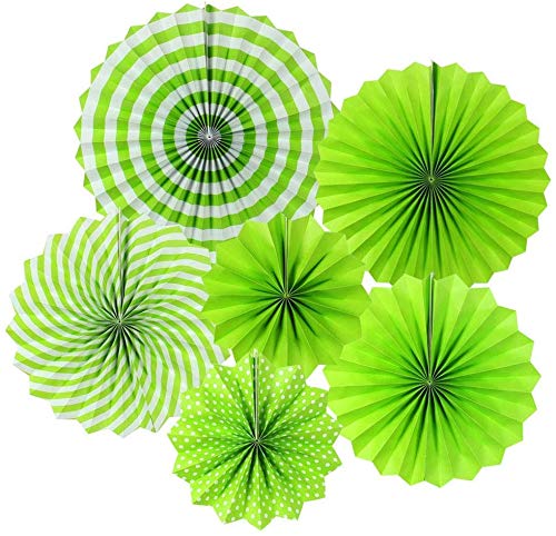 Crelzos Green Paper Fans Decoration Set Birthday Party St Patrick's Day Round Events Accessories Pack of 1 (6pc) by Crelzos