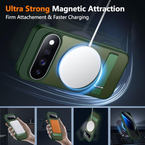 Image of SPIDERCASE for Google Pixel 11 Pro Case, Built-in Stand, Green | [3 Stand Ways] [Military Grade Drop Protection] Invisible Stand Shockproof Slim Case for Google Pixel 11 Pro