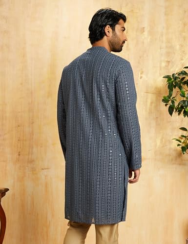 Image of Symbol Premium Men Cotton Embroidered Long Kurta