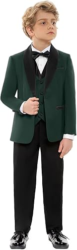 Miniatura 3 de Conjunto de traje de 3 piezas para niños, ajustado, traje de fiesta, boda, formal, esmoquin (blazer+pantalón+chaleco)