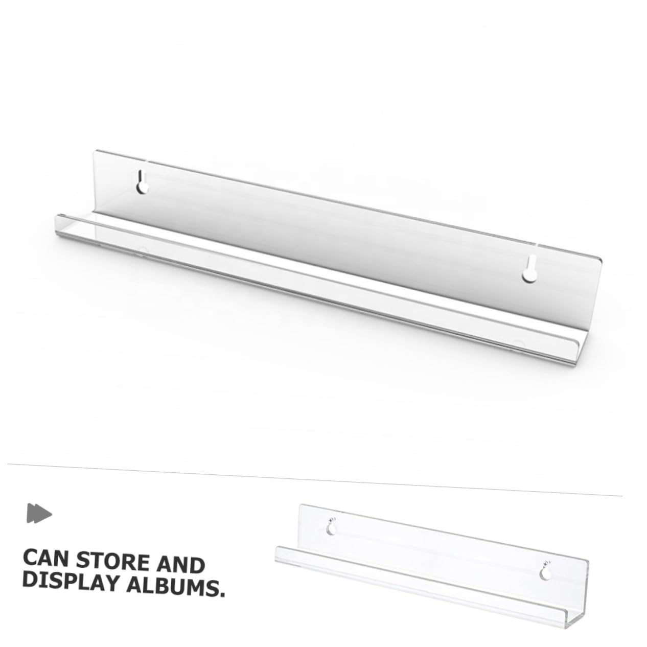 OUNONA 8pezzi Mensole in Acrilico Trasparenti per Dischi in Vinile, Supporto da Parete per Album, Floating Shelf per Organizzazione e Display