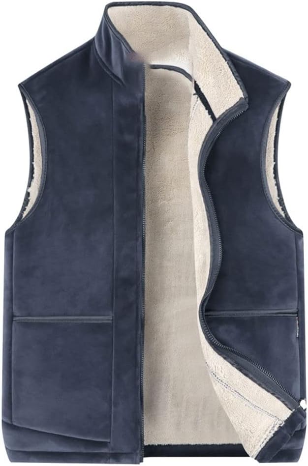 HBEIDAHUANG Men's Vest Autumn Winter Casual Sleeveless Jacket Warm Fleece Thick Vest (Size: L)