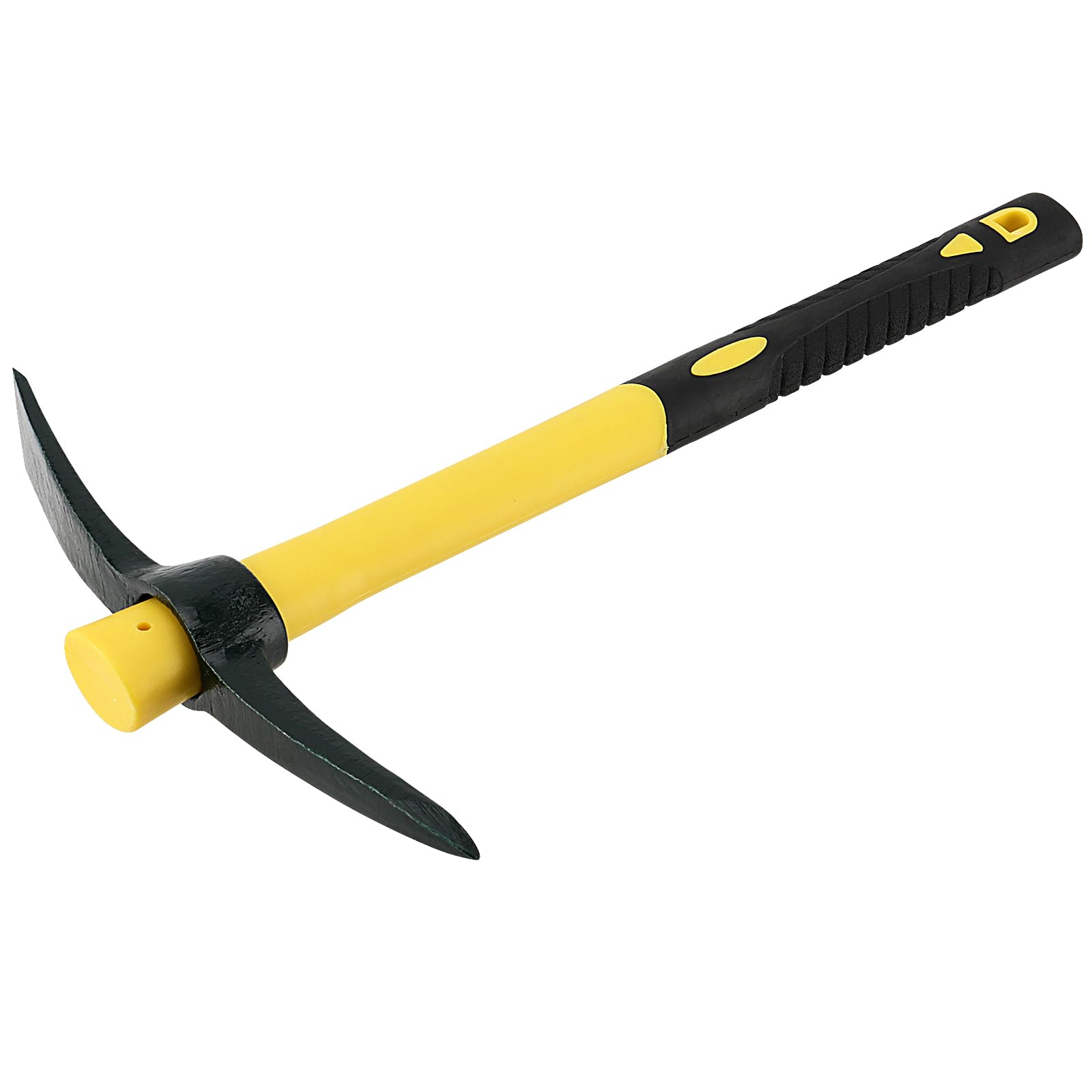 Piccone grande da giardino con testa forgiata in acciaio e manico in fibra di vetro rivestito in plastica (38 cm), piccone robusto, ideale per giardinaggio, campeggio