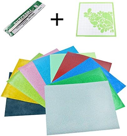 Heat Transfer Vinyl (HTV), YARKOR 12 x 10" 10-Color Starter Bundle, Heat Transfer Vinyl Stickers for T-shirt Heat Transfer, Craft Garment - BONUS 1 Cutting mat 12x10" + Vinyl Weeding Tool