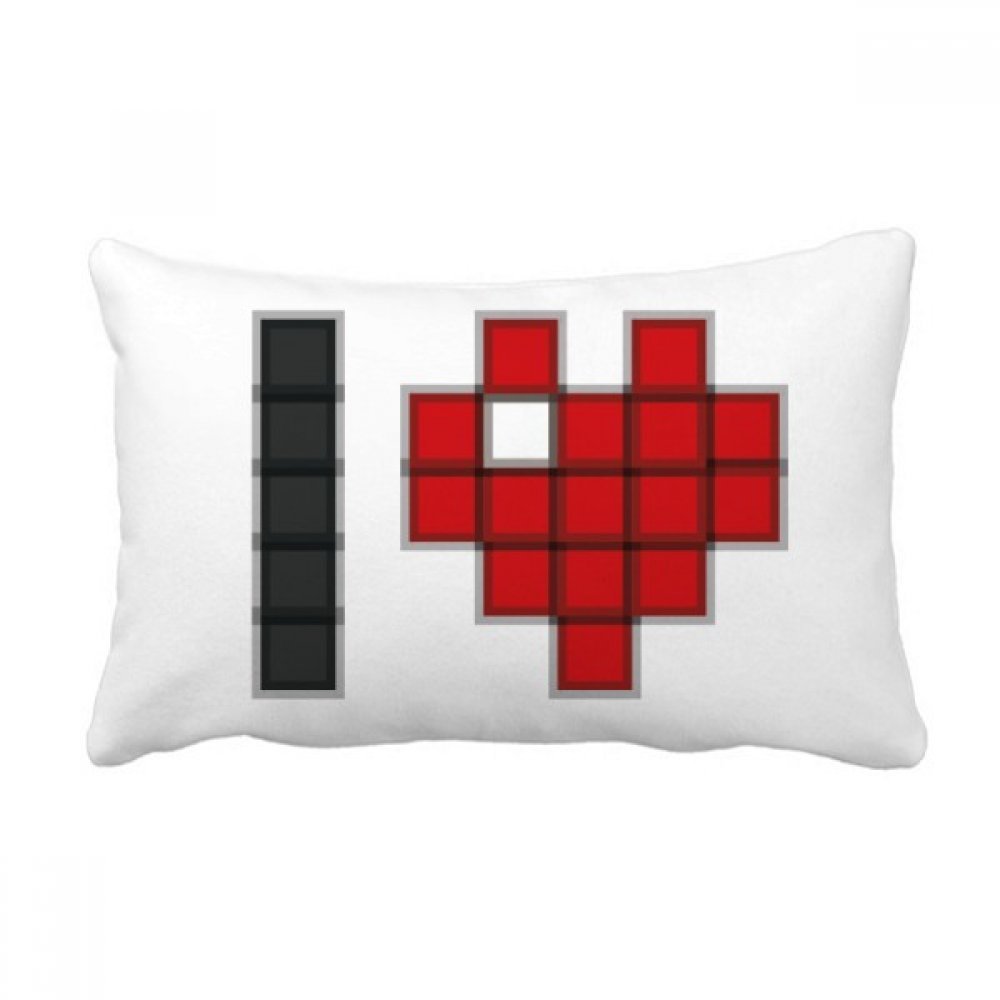 Coussin décoratif de 16x24 pouces style pixel J'aime Valentine multicolore