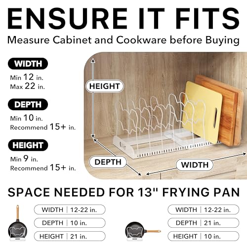 image for Simple Houseware Expandable Pan Organizer Rack, 10 Adjustable Compartm