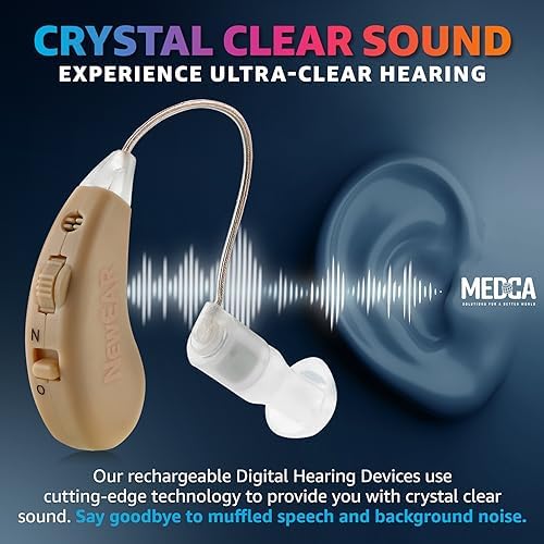 Hearing Set with New Digital Technology - Almost Invisible Design and Rechargeable USB Dock - Personal Pair Sound with Adjustable Volume Tone Control By MEDca