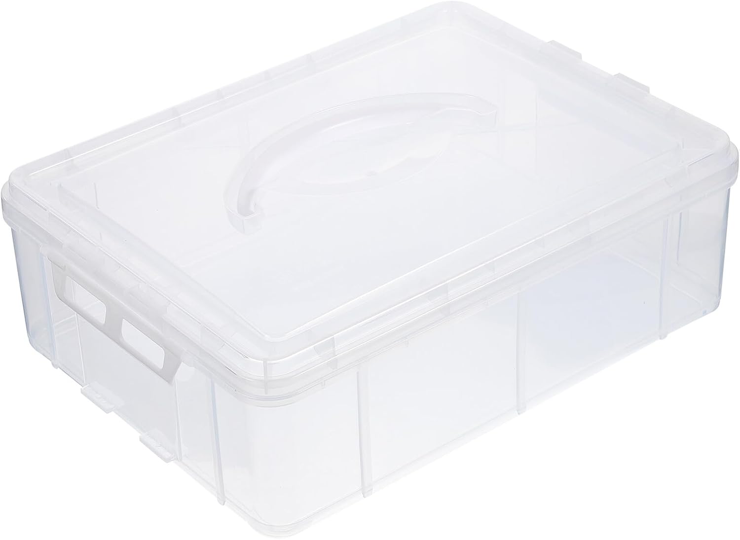 Abaodam Cupcake Carrier Box with Lid Plastic Portable Cake Storage Container Handheld Muffin Dessert Transport Box White Set without Tray for Baking and Party