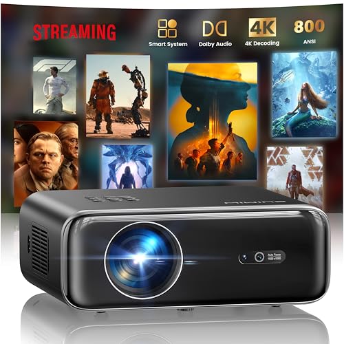 Image of [Built-in Official Apps/4K Support] Smart Outdoor Projector with WiFi and Bluetooth, 800ANSI Movie Projector, DoIby Audio with Dual Speaker, Auto Focus w/ YouTube&PrimeVideo Proyector, Upgrad P62 Pro