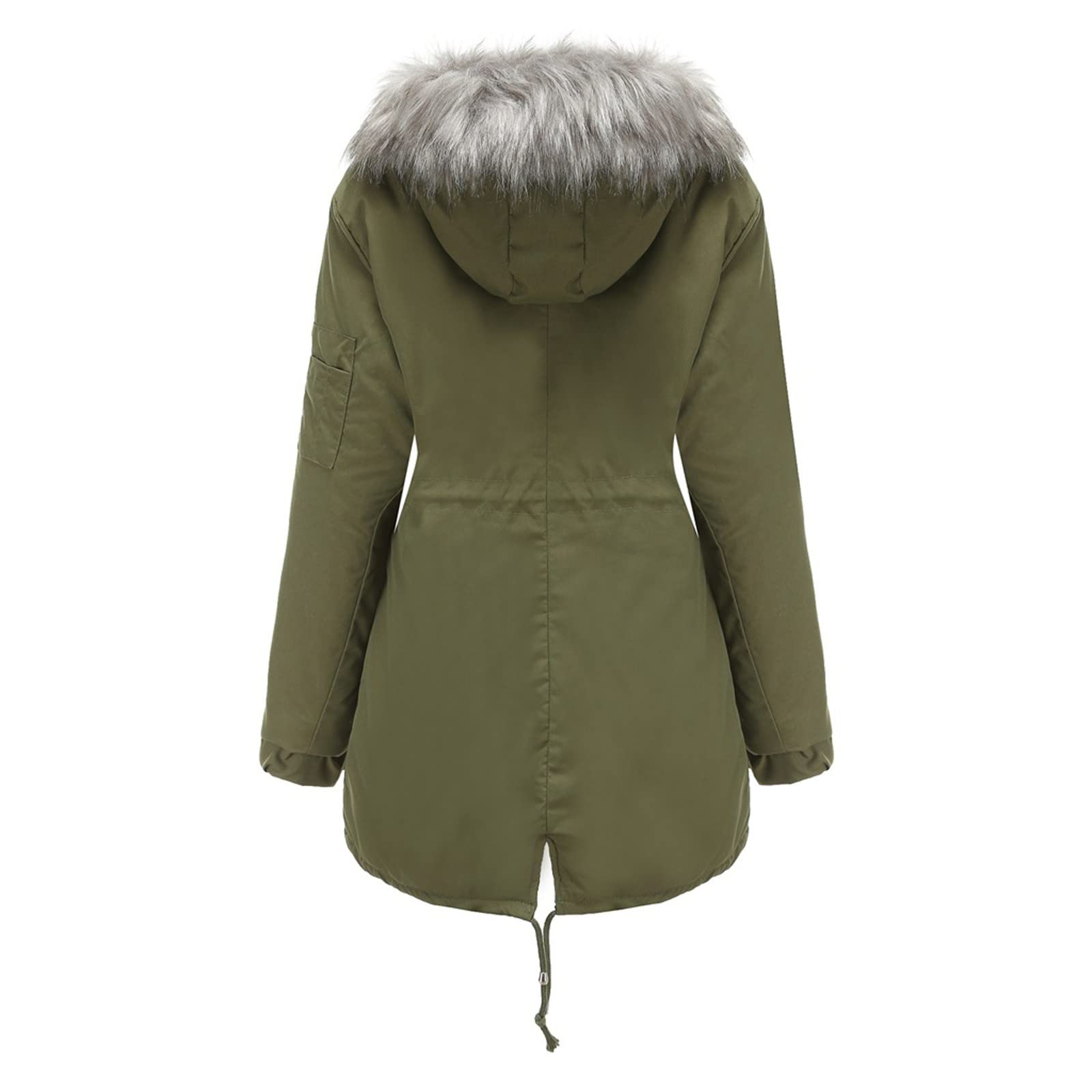 Chaqueta Mujer Invierno Abrigos De Cazadora Forro Polar，Abrigo polar con capucha para mujer chaqueta gruesa cálida de nieve prenda exterior talla grande con bolsillos laterales dobles