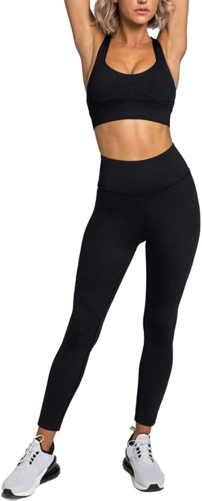 Women Workout Sets 2 Pieces Suits High Waisted Yoga Leggings with Stretch Sports Bra Gym Tracksuits Active Set