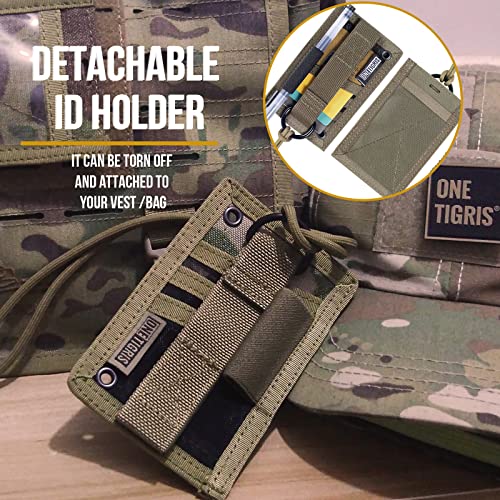 Image of OneTigris Tactical ID Card Holder Hook & Loop Patch Badge Holder Neck Lanyard Key Ring and Credit Card Organizer (Multicam)
