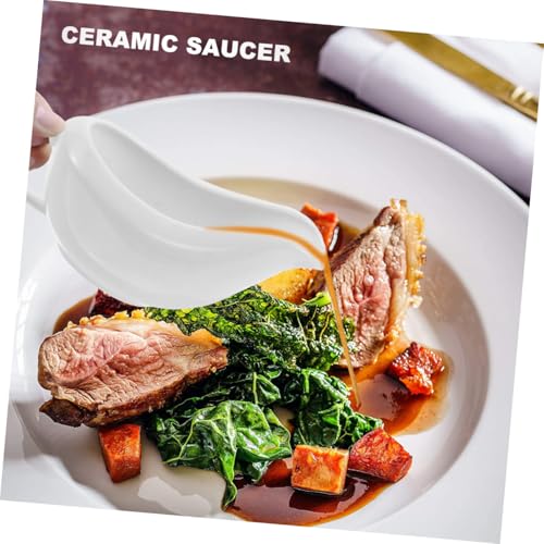 Saucière blanche en céramique thermorésistante avec socle assorti