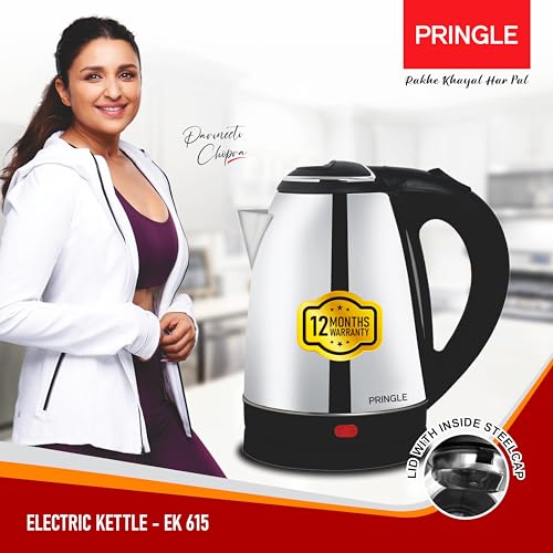 Image of Pringle Nexxa 1.8L Stainless Steel Electric Kettle for Boiling Water for tea and Noodle making with 12 Months Replacement Warranty