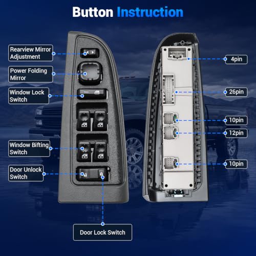 Interrupteur de fenêtre électrique 15883323 remplace commande usée de Avalanche et Silverado