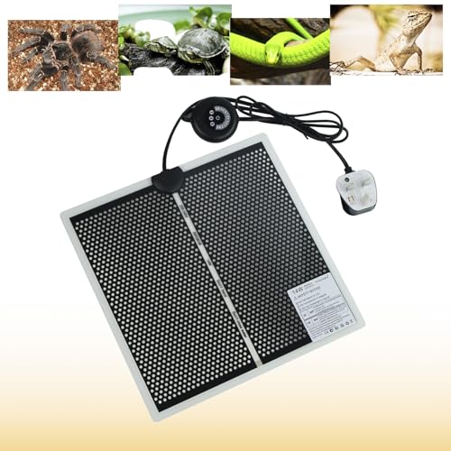 FIPASEN Reptile Heat Pad, Reptile Heating Mat with 7 Button Temperature Adjustment for Reptiles Tortoise Snakes Lizard Gecko Hermit Crab Turtle Amphibians - Terrarium Heat Mats (14W, 11x11 inches)