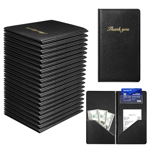 Gorbado Check Presenters for Restaurant - 20 Pack Guest Check Card Holder with Gold Thank You Imprint - 5