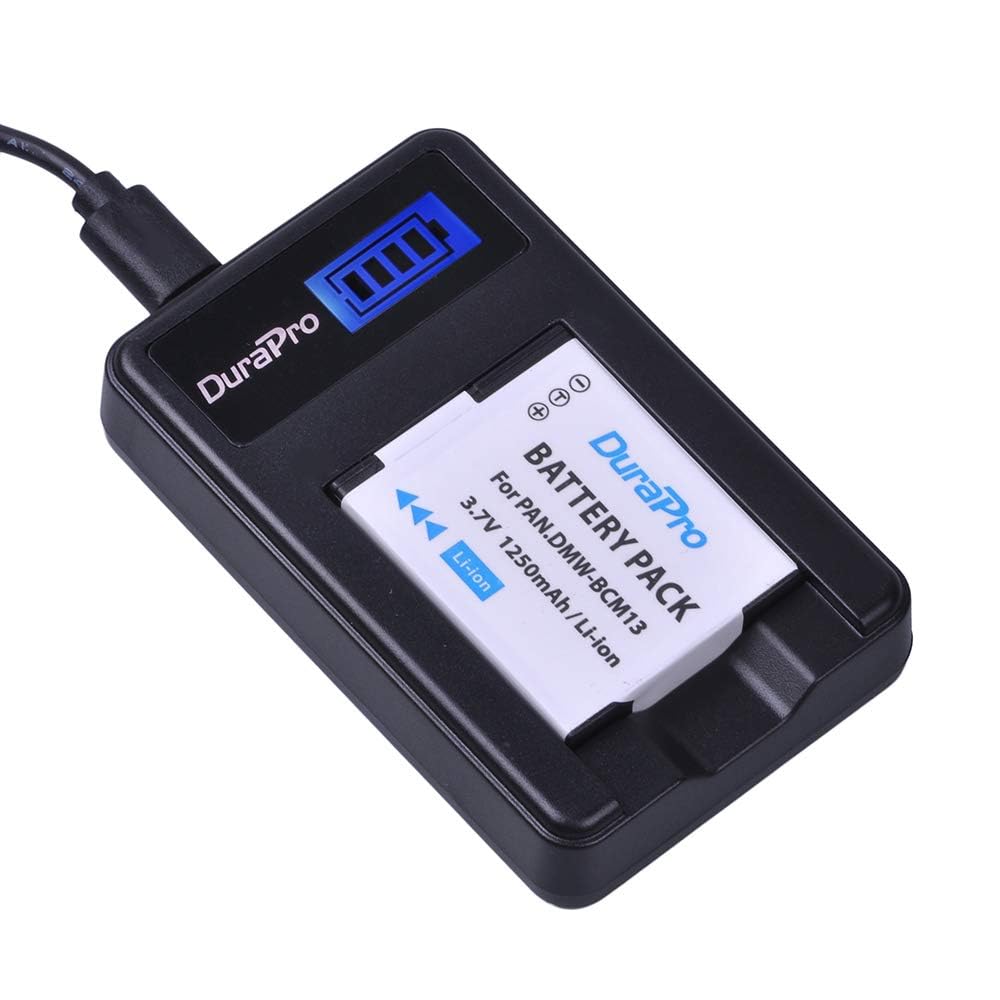 DuraPro 2 Packs 1250mAh DMW-BCM13 Akku + LCD-USB-Ladegerät für Panasonic Lumix ZS40 / TZ60-, ZS45 / TZ57-, ZS50 / TZ70-, ZS27 / TZ37-, TZ41-Kameras