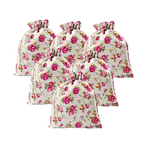 Mandala Crafts Rose Burlap Drawstring Bags - Floral Gift Bags – Flower Linen Burlap Bags With Drawstring Small Pouches For Wedding Party Favor Jewelry 30 Bags 6X8 Inches #TOP7