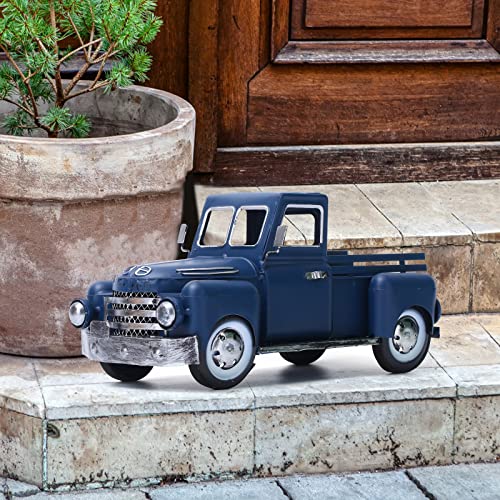 Flhjyf Farmhouse Blue Truck Decor, Vintage Metal Truck Table Decor, Decorative Farm Tabletop Storage & Garden Pickup Trucks Planter, Fall Coffee Desk Centerpiece & Car Model Gifts #TOP7