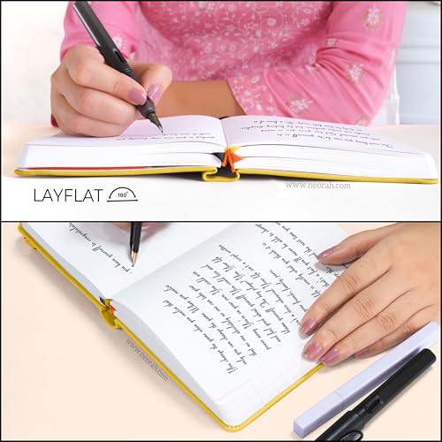 Image of NEORAH -B6 DOTTED | 368 Pages - 110 Gsm | PAGE A DAY JOURNAL (17.5 X 12.5 cm)-Hardcover Dot Grid Notebook |Back Pocket |3 Silk Book Mark - Completely HANDMADE for Journaling,writing - YELLOW