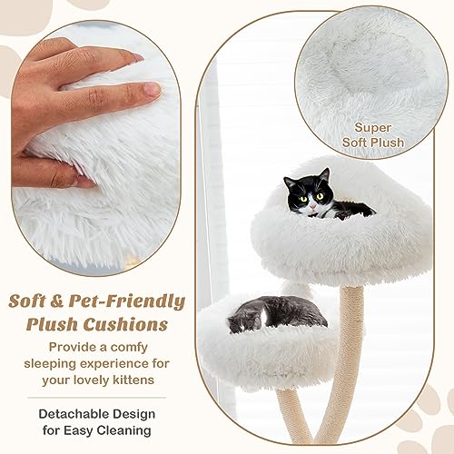 Torre para gatos PETSITE 70 pulgadas blanca con 3 perchas miniatura 6