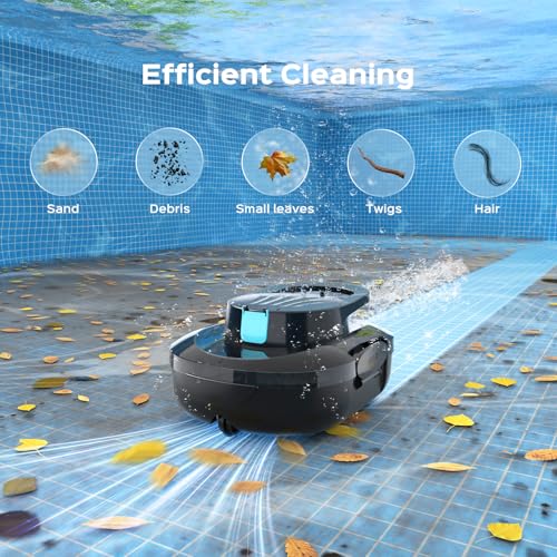 Image of S1 Pro Automatic Pool Cleaner for Above Ground Swimming Pools, Dual-Motor,Cordless Pool Robot with 120-Min Runtime, Large Debris Capacity, Fast Recharge and Self-Parking Function(Mirror Black)