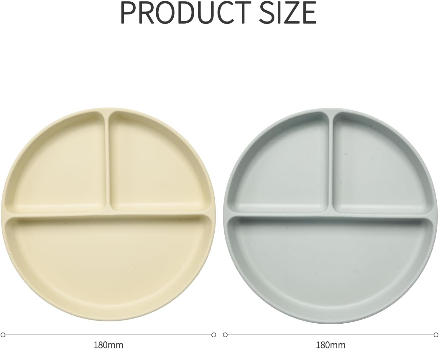 Unbreakable Divided Plates for Kids Adults 7 Inch 2Pcs，Round Portion Control Plate,3 Compartment Plates With Dividers