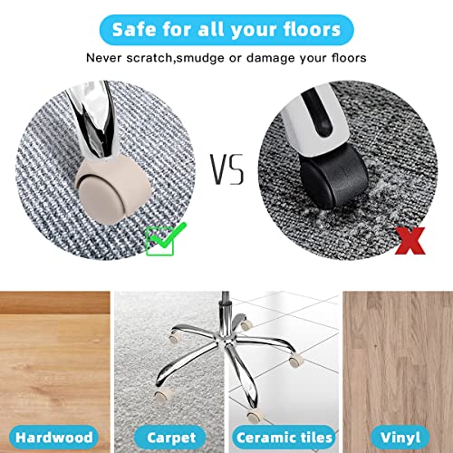 Omyoffice Office Chair Casters, 2" Heavy Duty Caster Wheels Set of 5, Smooth & Quiet Rolling on All Floors, Beige - Thumbnail 3