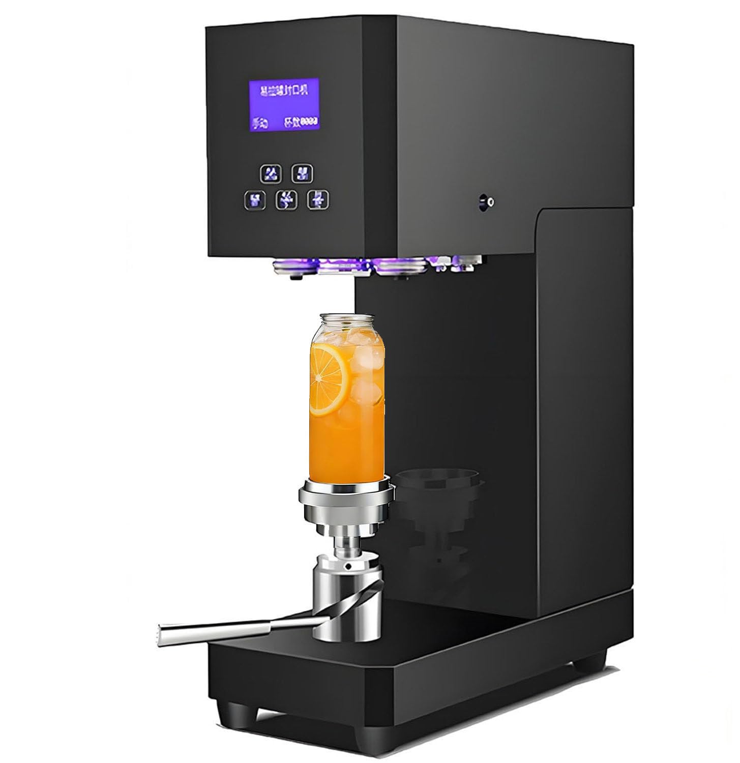 Machine à Sceller Canettes+Scelleuse Semi-Automatique+370W & Compteur Intelligent+Hauteur Réglable 11.5-17cm+Aluminium/Plastique/PET+Idéale pour Cafés & Restaurants Black
