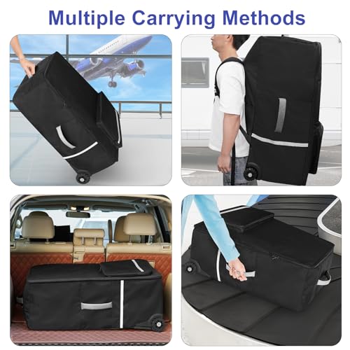 ORKELS Padded Stroller Travel Bag with Wheels Compatible with UPPAbaby Vista, Vista V2, Cruz V2, Foldable Gate Check Stroller Storage Bag for Airplane Durable Backpack Black